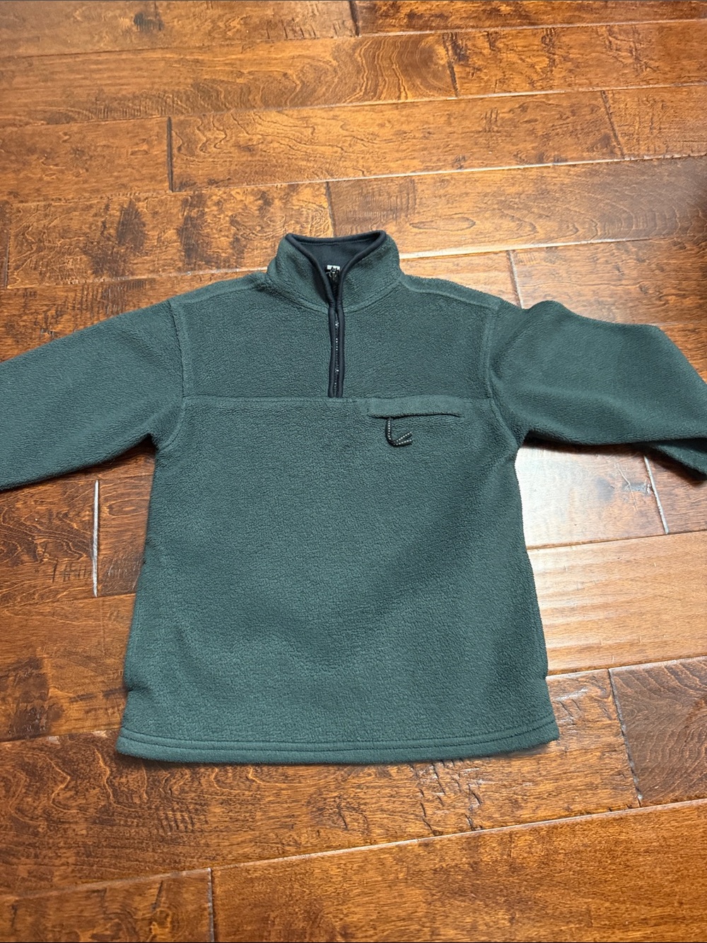Prospirit Dark Green Kids Zip-Up Fleece Pullover
